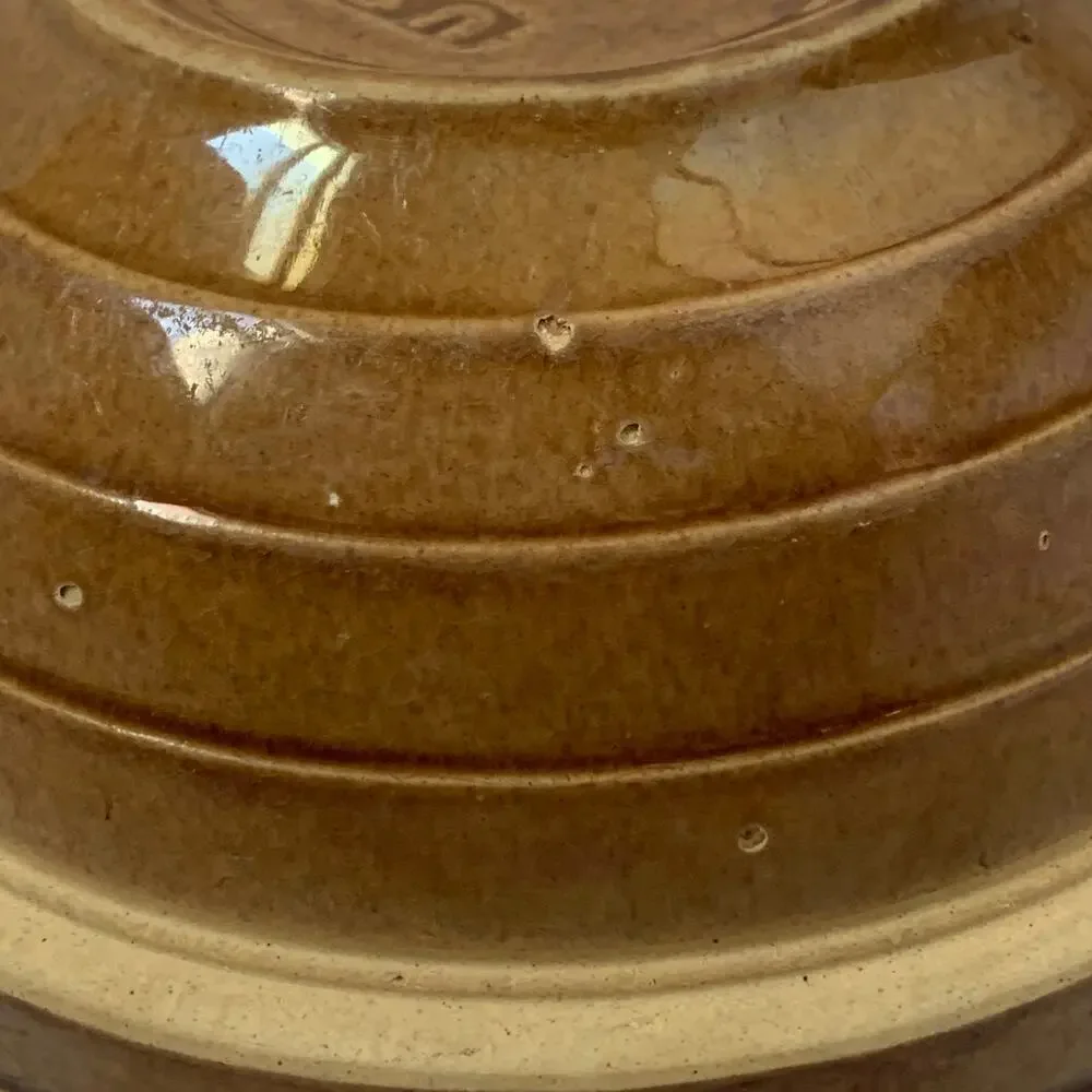 Vintage Brown Stoneware Beehive Mixing Bowl USA 8
